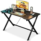 Gaming Table, Computer Table with Carbon Fiber Surface, Small Gaming Desk X Shap