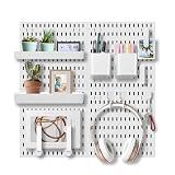 Pegboard Combination Kit, Wall Mounted Storage Set with 4 Pegboards & 18 Accesso