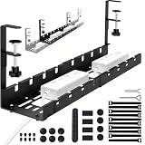 NOAEOU Under Desk Cable Management Tray, Retractable 12" into 21.6" No Drill Cab