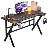 Gaming table K shaped, Sturdy Computer table with Headphone Holder and Cup Holde