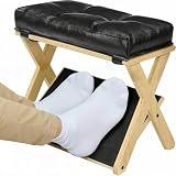 DL&3UP Double Step Foot Rest, Wooden Under Desk Footrest with Non-Slip EVA Surfa