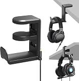 GoodTool Under Desk Headset Holder with 360° Rotation, Clip-On Headphone Stand w
