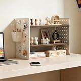Goodern 2-Tier Desktop Organizer Shelf,Tabletop Bookshelf with Pegboard,Space-Sa