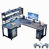 DESINO L-Shaped Desk Computer Corner Desk with Shelf, L Shaped Home Office Table