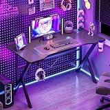 Gaming Table, 140CM K Shaped Computer Table with Carbon Fiber Surface, Desk Tabl