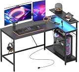 Bestier Gaming Table, L-Shaped, Carbon Fiber, Black, 132 * 50 * 76cm