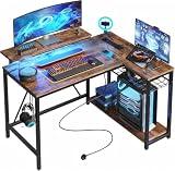 Bestier Gaming Table, L-Shaped, Brown, Carbon Fiber, 106 * 50 * 76cm