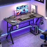 K-Shaped Gaming Desk Carbon Fiber Surface Office Desk with 2 Cable Holes, Study 