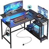 Bestier Gaming Table, L-Shaped, Black, Carbon Fiber, 106 * 50 * 76cm