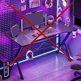 Gaming Table, K Shaped Computer Table with Carbon Fiber Surface, Desk Tables wit