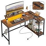 Bestier Gaming Table, L-Shaped, Brown, 132 * 50 * 76cm