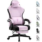 Dowinx Gaming Chair with Footrest, Ergonomic Desk Chair, Pink