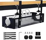 Under Desk Cable Management Tray, No Drill Adjustable Clamp Cable Management Und