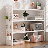 Winsoyya 3-Tier Desktop Organizer Shelf, Tabletop Bookshelf with Pegboard, Offic