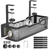 Cinati Under Desk Cable Tray - Black, No Drill Cable Management Box for Office &