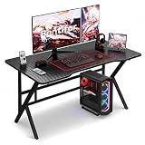 Bentifar Gaming Desk, Carbon Fiber Surface Computer Desk with Sturdy K-Shaped Le