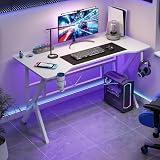 K-Shaped Gaming Desk Carbon Fiber Surface Office Desk with 2 Cable Holes, Study